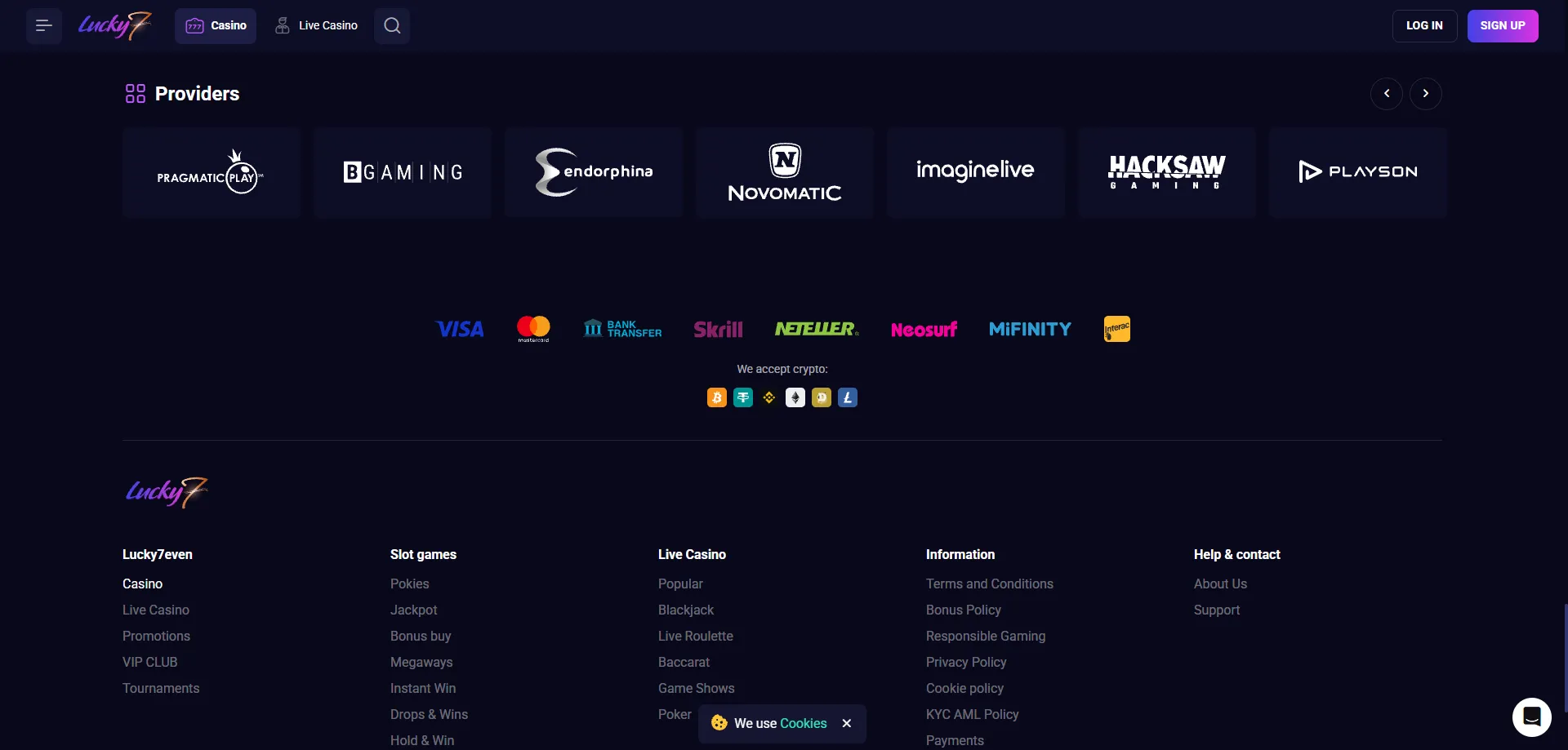 Lucky Seven Casino deposit and withdrawal methods — fast crypto payouts
