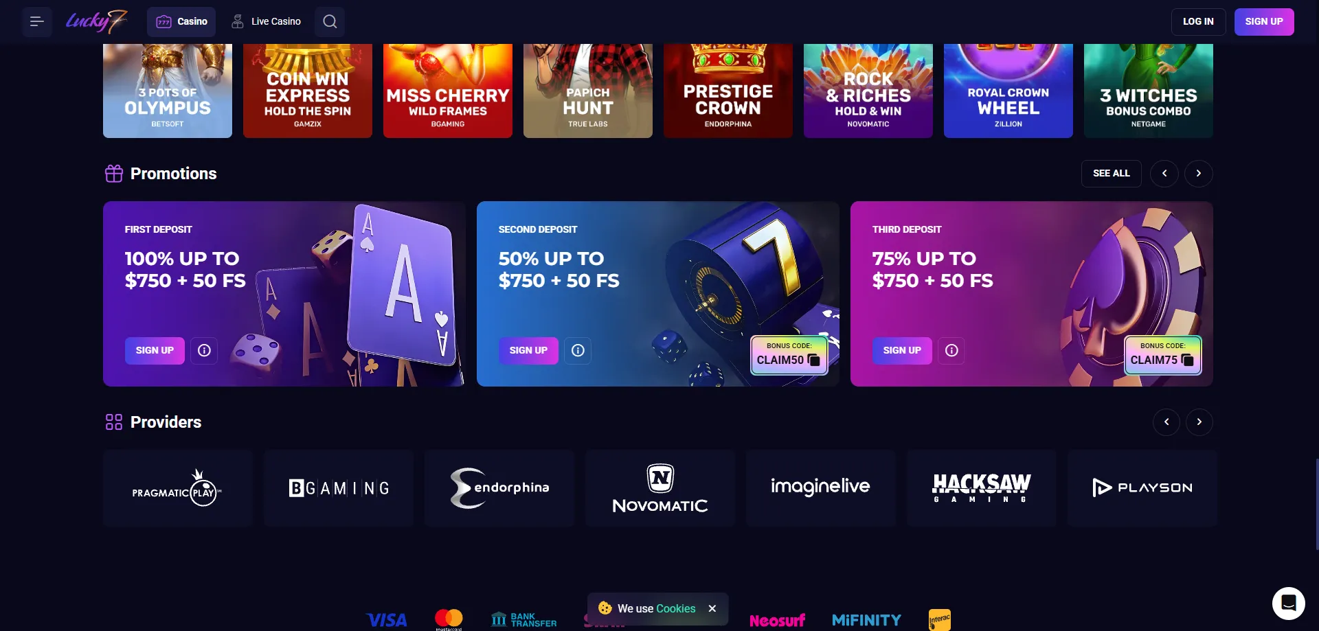 Lucky Seven Casino welcome bonus options before registration