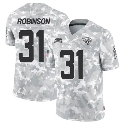 Men's Limited Keilan Robinson Jacksonville Jaguars Arctic Camo 2024 Salute to Service Jersey