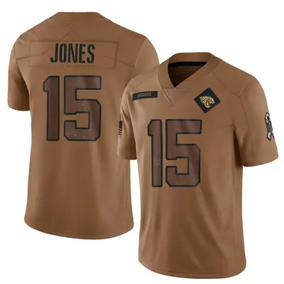 Men's Limited Tim Jones Jacksonville Jaguars Brown 2023 Salute To Service Jersey