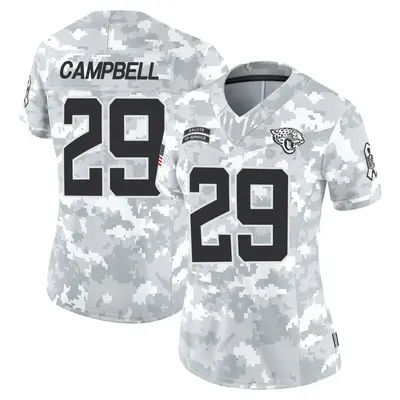 Women's Limited Tevaughn Campbell Jacksonville Jaguars Arctic Camo 2024 Salute to Service Jersey